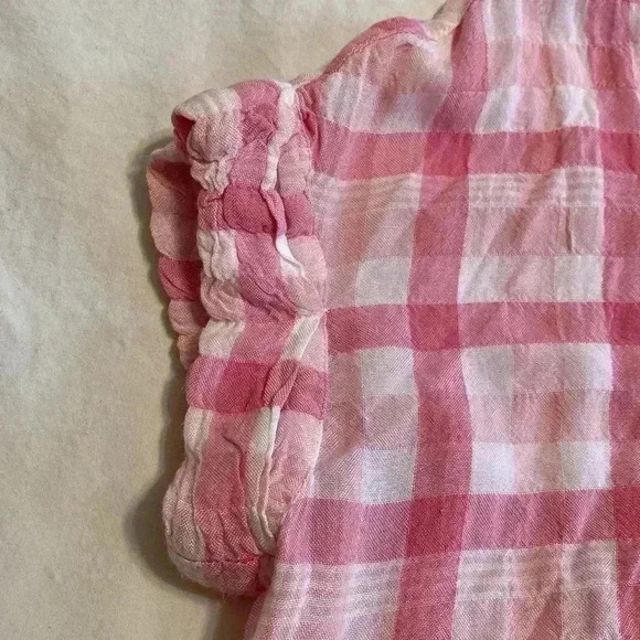 Jane+Delancey Pink & White Checked Short Sleeve Button Front Shirt in Size Large - Picture 5 of 10